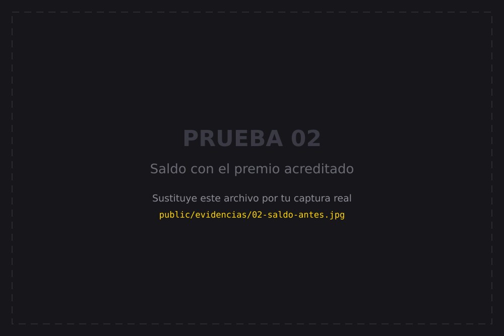 Saldo con el premio acreditado