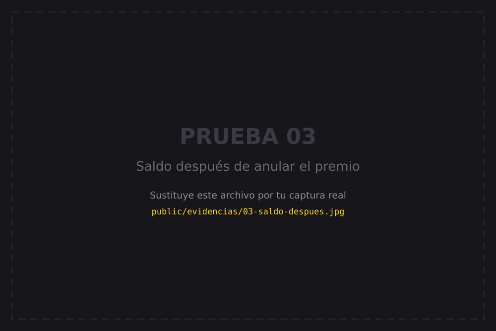 Saldo después de que anularan el premio